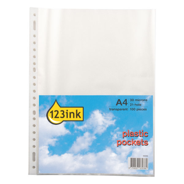 Ζελατίνα με Τρύπες Α4 123ink, 30 micron 100-pack 20048C 300443 - 1