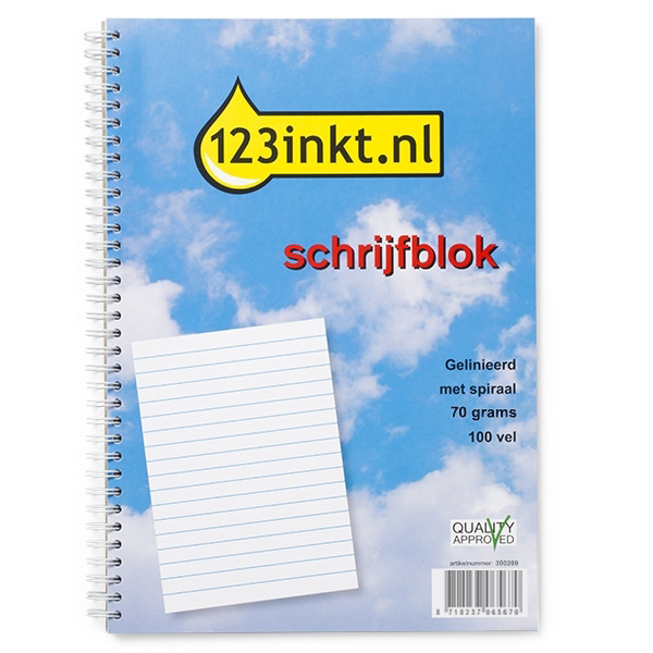 Μπλοκ Σημειώσεων 123ink Α4 100 Φύλλων Σπιράλ Λευκό K-5504-SPC 300289 - 1