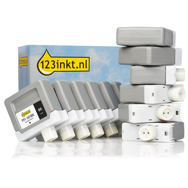 Συμβατό Μελάνι Canon PFI-301 MBK/BK/C/M/Y/PC/PM/B/G/R/GY/PGY 12-pack (123ink)  132064 - 1