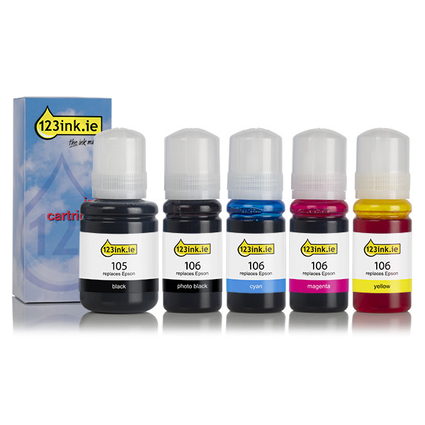 Συμβατό Μελάνι Epson 105/106 BK/PBK/C/M/Y 5-pack (123ink)  127045 - 1