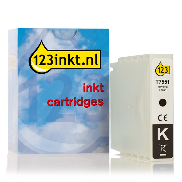 Συμβατό Μελάνι Epson T7551 High Capacity Black (123ink) C13T755140C 026681 - 1