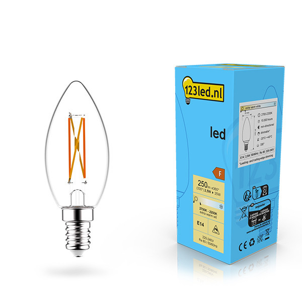 123inkt Λαμπτήρας κερί 123 led E14 LED dimmable 2,5W (25W)  LDR02068 - 1