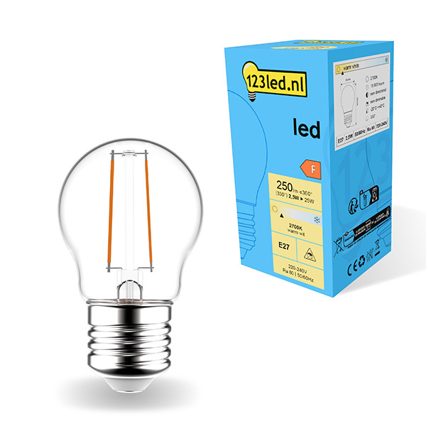 123inkt 123led E27 LED λαμπτήρας διάφανος 2,5W (25W)  LDR01822 - 1