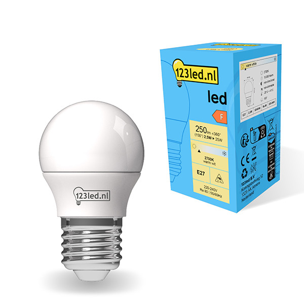 123inkt 123led E27 LED ματ σφαιρικός λαμπτήρας 2,5W (25W)  LDR01804 - 1