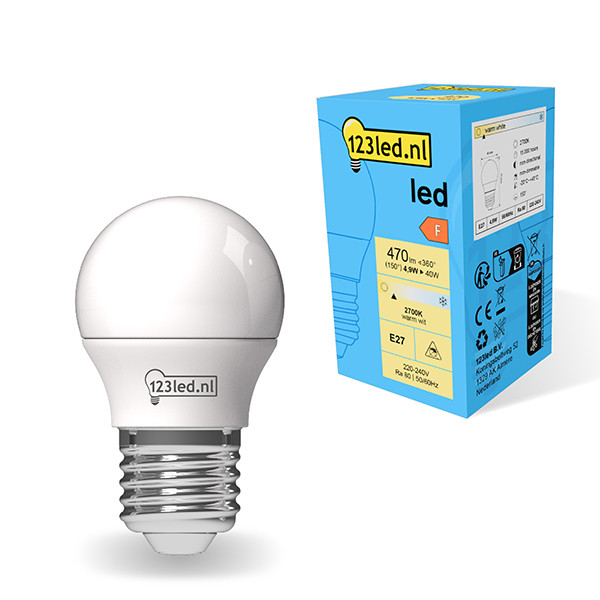 123inkt 123led E27 LED ματ σφαιρικός λαμπτήρας 4,9W (40W)  LDR01806 - 1