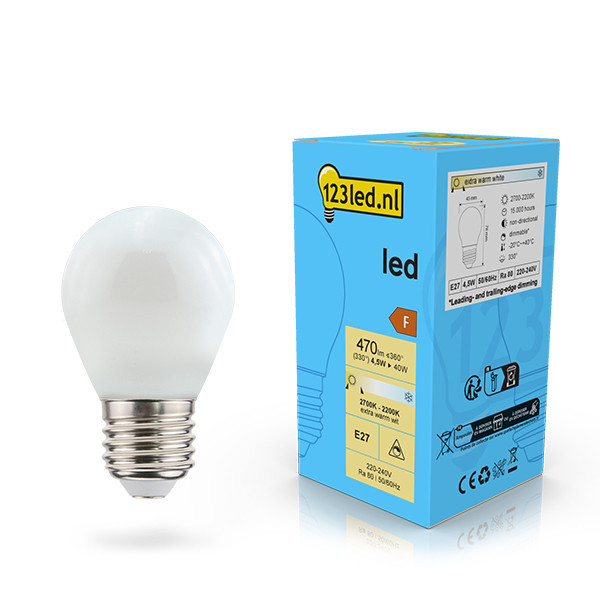 123inkt 123led E27 LED ματ σφαιρικός λαμπτήρας dimmable 4,5W (40W)  LDR02084 - 1