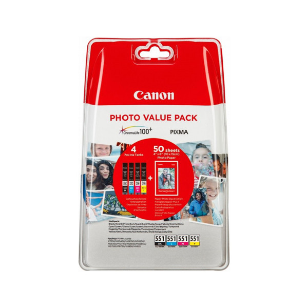 Canon Μελάνι Canon CLI-551 BK/C/M/Y 4-pack + Photo Paper 6508B005 651014 - 1