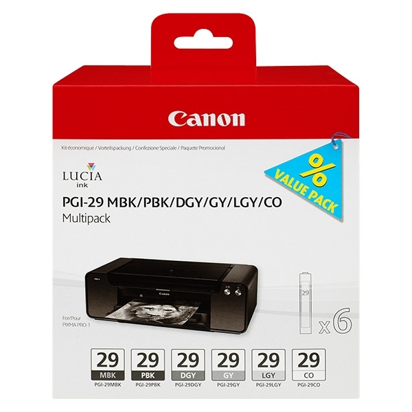 Canon Μελάνι Canon PGI-29 MBK/PBK/DGY/GY/LGY/CO 6-pack 4868B018 010122 - 1