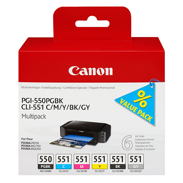 Canon Μελάνι Canon PGI-550PGBK / CLI-551BK/C/M/Y/GY 6-pack 6496B005 017436 - 1