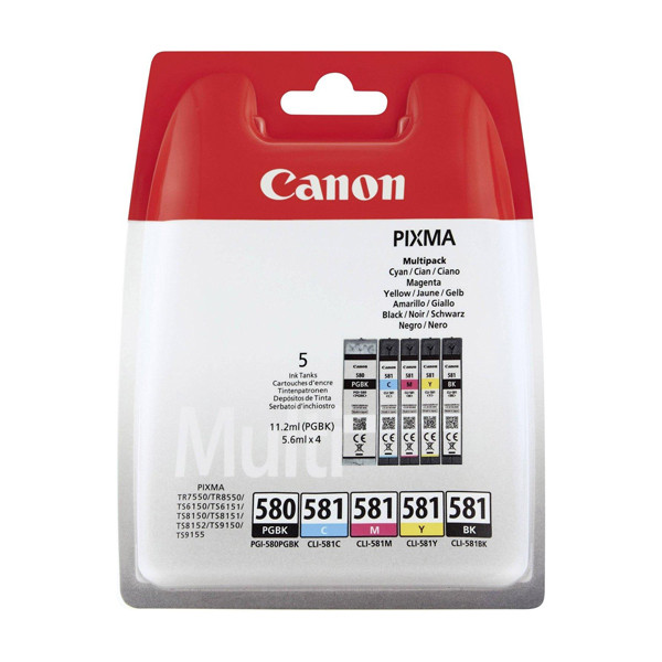 Canon Μελάνι Canon PGI-580PGBK / CLI-581BK/C/M/Y 5-pack 2078C005 2078C006 2078C007 2078C008 018582 - 1