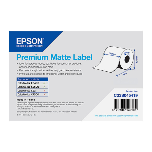 Epson Αυτοκόλλητες Ετικέτες Epson C33S045419 Premium 102 x 35mm C33S045419 083382 - 1