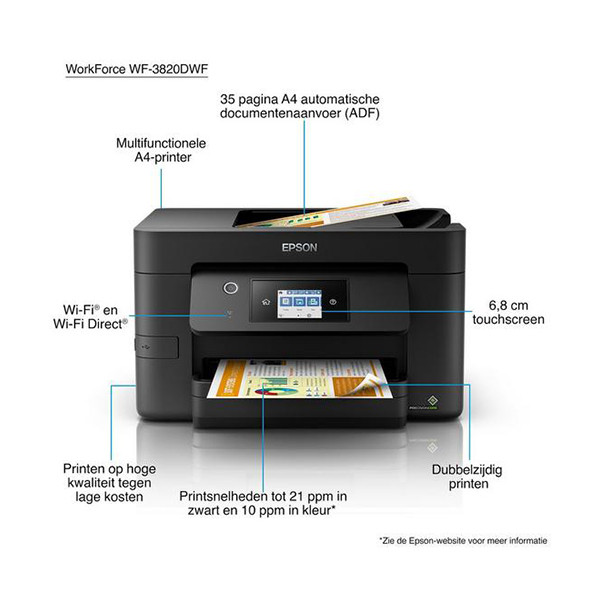 Epson Εκτυπωτής Inkjet A4 Epson WorkForce Pro WF-3820DWF με WiFi (4 σε 1) C11CJ07401 C11CJ07403 831752 - 8