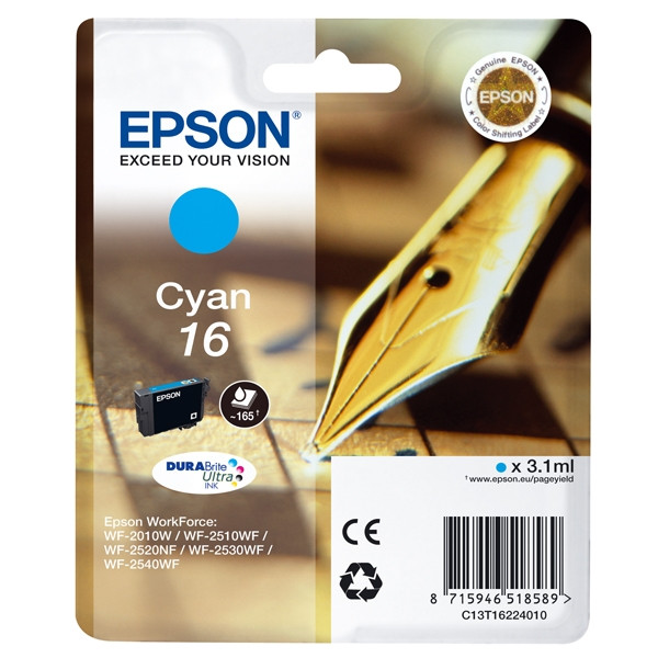 Epson Μελάνι Epson 16 (T1622) Cyan C13T16224010 C13T16224012 026522 - 1