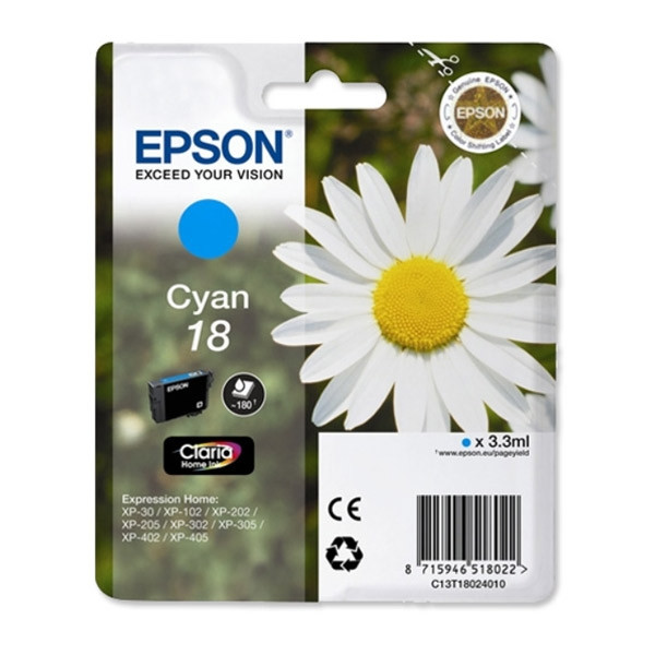 Epson Μελάνι Epson 18 (T1802) Cyan C13T18024010 C13T18024012 026470 - 1