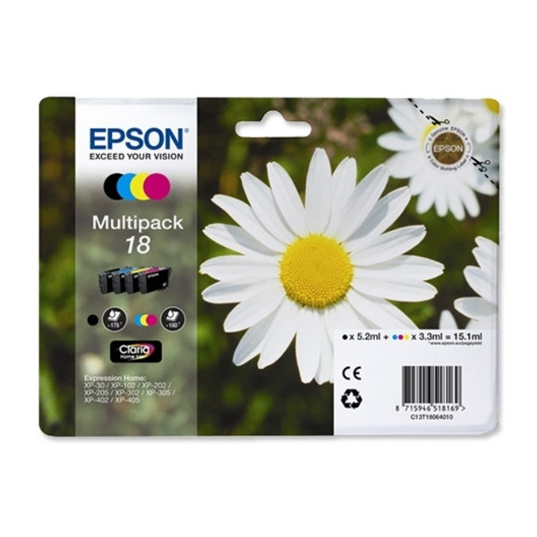 Epson Μελάνι Epson 18 (T1806) BK/C/M/Y 4-pack C13T18064010 C13T18064012 026476 - 1