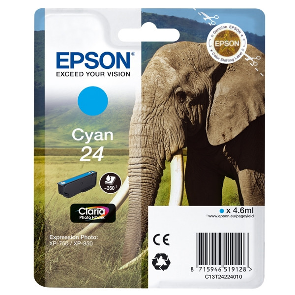 Epson Μελάνι Epson 24 (T2422) Cyan C13T24224010 C13T24224012 026578 - 1