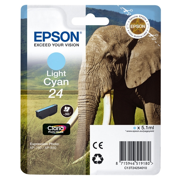 Epson Μελάνι Epson 24 (T2425) Light Cyan C13T24254010 C13T24254012 026584 - 1