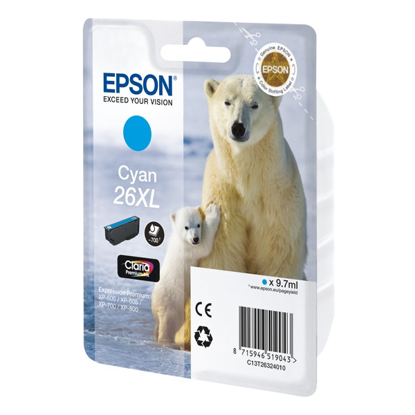 Epson Μελάνι Epson 26XL (T2632) High Capacity Cyan C13T26324010 C13T26324012 026512 - 1