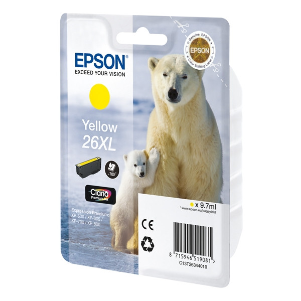 Epson Μελάνι Epson 26XL (T2634) High Capacity Yellow C13T26344010 C13T26344012 026516 - 1