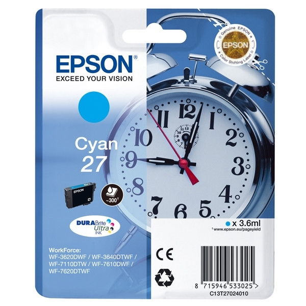 Epson Μελάνι Epson 27 (T2702) Cyan C13T27024010 C13T27024012 026628 - 1