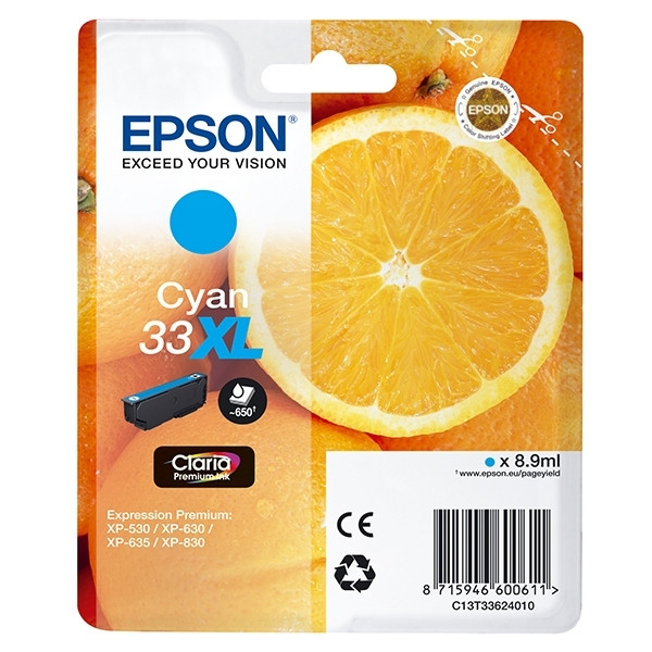 Epson Μελάνι Epson 33XL (T3362) High Capacity Cyan C13T33624010 C13T33624012 026858 - 1