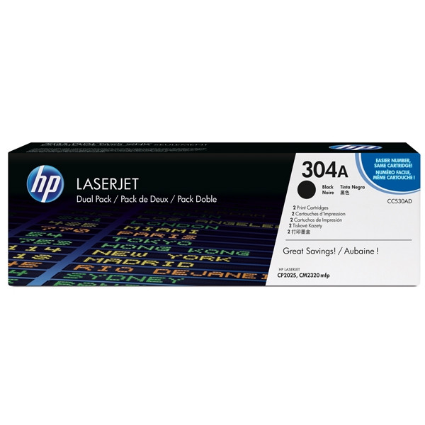 HP Toner HP 304A (CC530AD) Black 2-pack CC530AD 039860 - 1