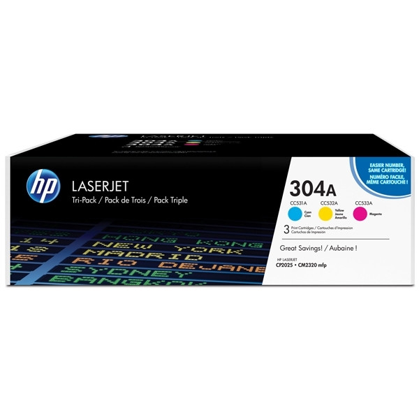 HP Toner HP 304A (CF372AM) C/M/Y 3-pack CF372AM 054762 - 1