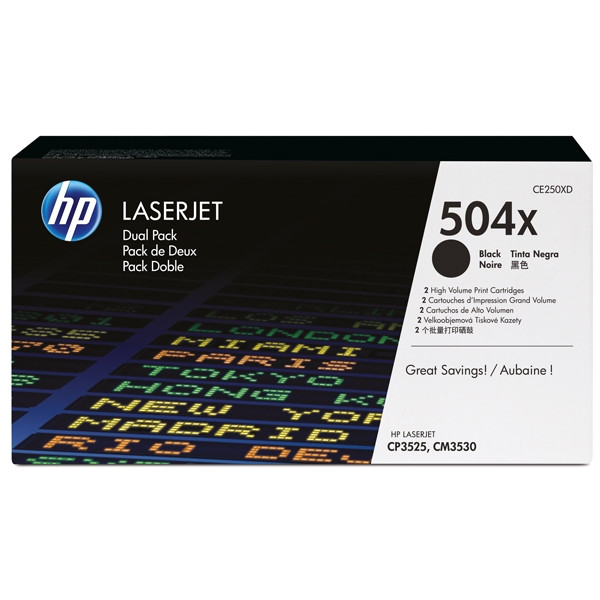 HP Toner HP 504X (CE250XD) High Capacity Black 2-pack CE250XD 054118 - 1